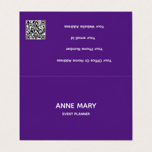 Carte De Visite Code QR professionnel violet blanc moderne couleur