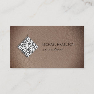 Carte De Visite Code QR Profil en feuille rustique