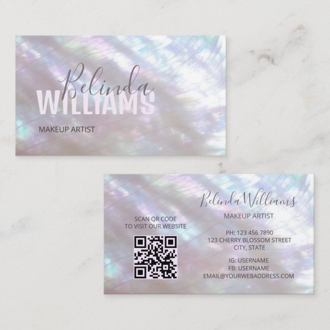 Carte De Visite Code QR | Reflet nacré (Devant / Derrière)