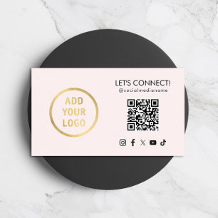 Carte De Visite Code QR Réseaux Sociaux Ajoutez Votre Logo Rose