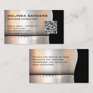 Carte De Visite Code QR / Rivets d'argent métallique