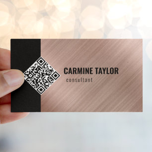 Carte De Visite Code QR Rose Gold Moderne