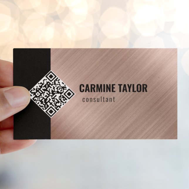 Carte De Visite Code QR Rose Gold Moderne (Créateur téléchargé)
