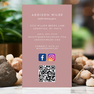 Carte De Visite Code QR Rose Poussiéreux Réseaux Sociaux Instagram