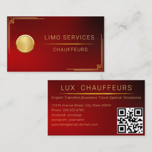 Carte De Visite Code QR Rouge Limo Driver And Chauffeur Service