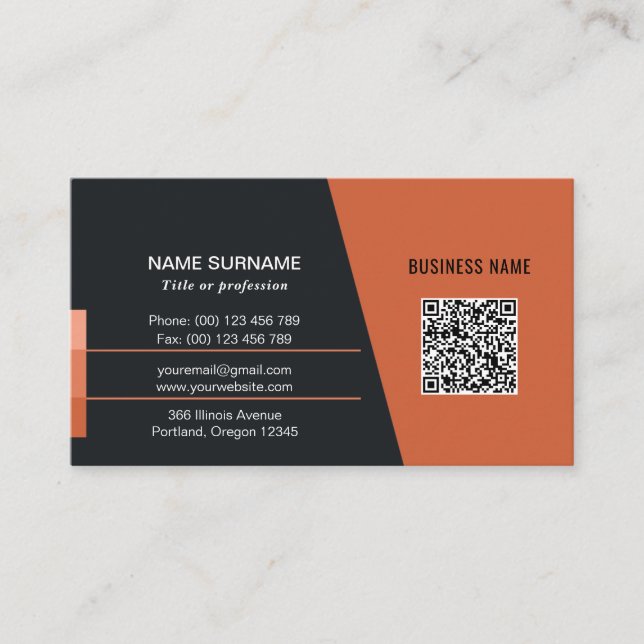 Carte De Visite code QR rouge logo professionnel des médias sociau (Devant)