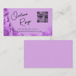 Carte De Visite Code QR RSVP en ligne pour le site web de mariage
