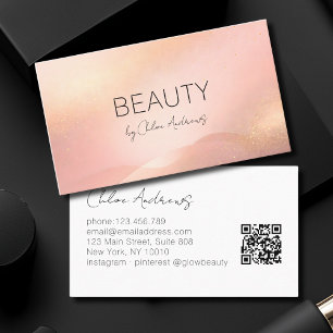 Carte De Visite Code QR Salon Dégradé de Teinte Dorée Rose