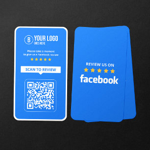 Carte De Visite Code QR scannable 5 étoiles pour avis sur Facebook