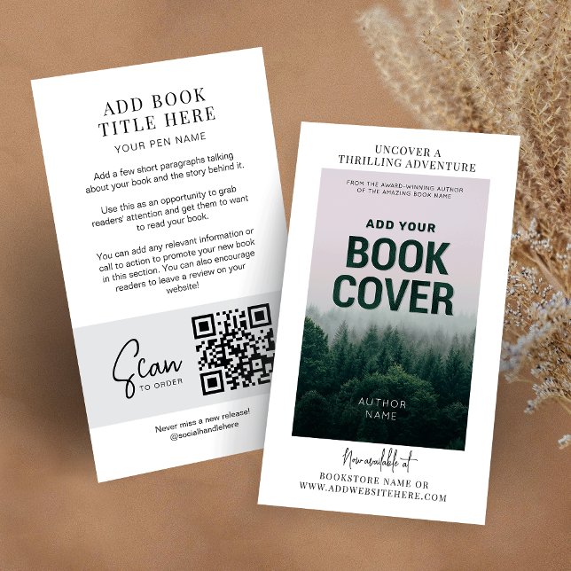 Carte De Visite Code QR scannable marketing de l'auteur de la vers (Simple book launch promotional business cards with your custom book cover and QR code on the back)