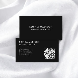 Carte De Visite Code QR scannable minimaliste noir