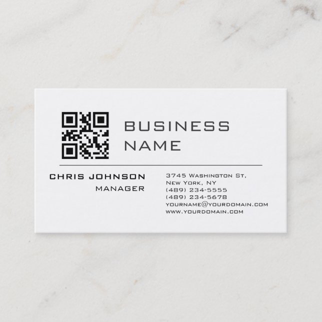 Carte De Visite Code QR scannable sur Front moderne Plaque simple (Devant)