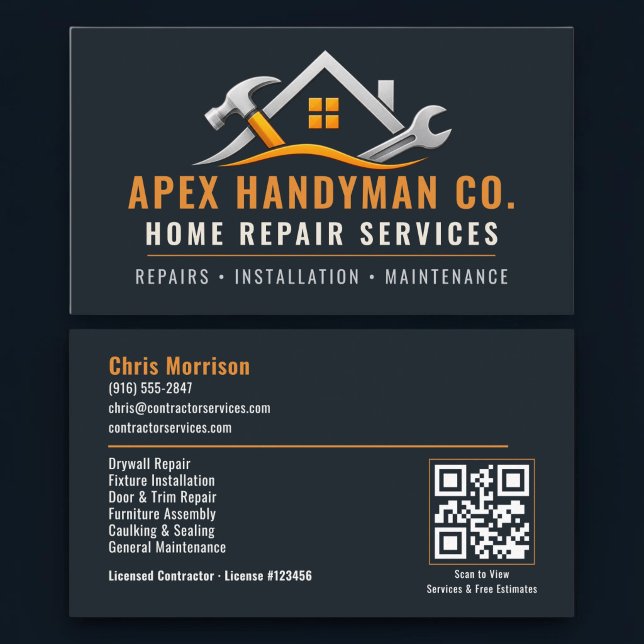 Carte De Visite Code QR Services professionnels de bricolage (Créateur téléchargé)