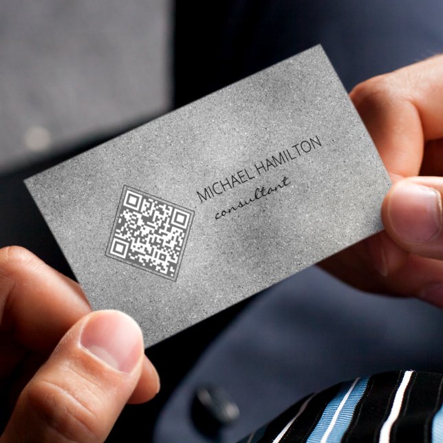 Carte De Visite Code QR Silver Shimmer (Créateur téléchargé)