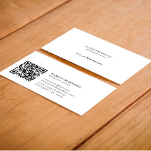Carte De Visite Code QR simple d'avocat en immigration noir et bla