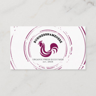 Carte De Visite Code QR simple de poulet blanc bordeaux