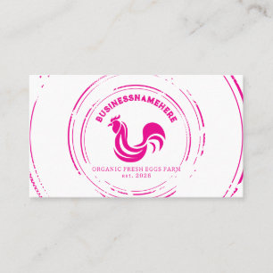 Carte De Visite Code QR simple de poulet blanc rose