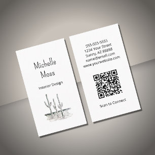 Carte De Visite Code QR Simple Desert Southwest Cactus