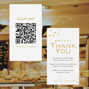 Carte De Visite Code QR Simple Élégant Beige Laissez un Avis