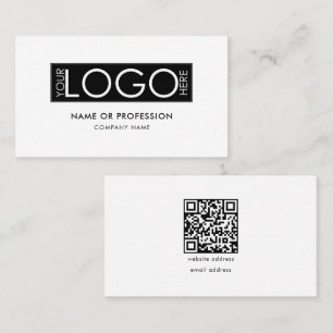 Carte De Visite Code QR Simple Minimal Blanc Moderne Logo d'entrep