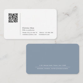 Carte De Visite Code QR Simple moderne Dusty Blue Professional
