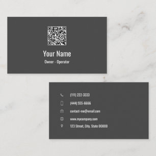 Carte De Visite Code QR simple personnalisable foncé