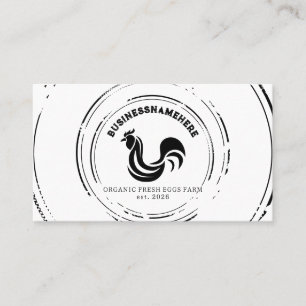 Carte De Visite Code QR simple poulet noir blanc