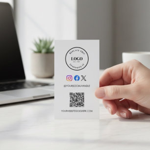 Carte De Visite Code QR site Web Logo personnalisé Médias sociaux