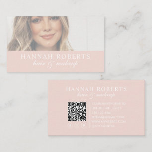 Carte De Visite Code QR social de photo de coiffure et de maquilla