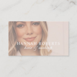 Carte De Visite Code QR Social Script Rose Pâle Photo Maquillage C