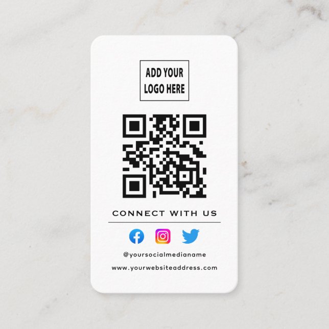 Carte De Visite Code QR Suivre l'analyse pour se connecter avec no (Devant)