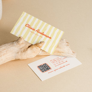 Carte De Visite Code QR Super arraché à la main colorée rétro