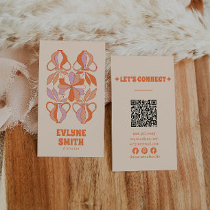 Carte De Visite Code QR Super couleur violet rétro