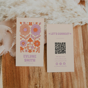Carte De Visite Code QR Super Floral Boho