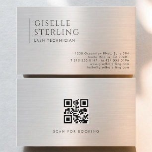 Carte De Visite Code QR Technicien de Cils Métal Brossé