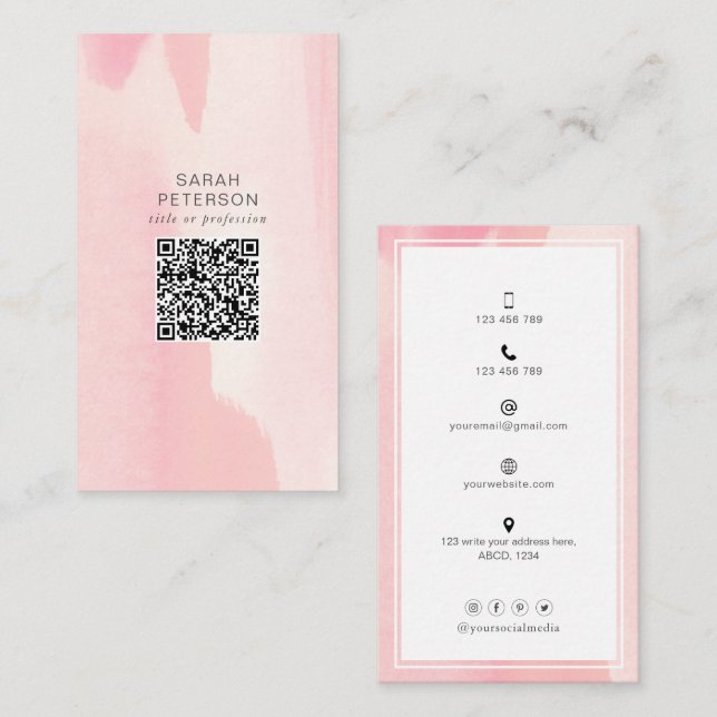 Carte De Visite Code QR tendance médias sociaux personnels abstrai (Devant / Derrière)