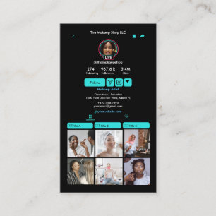 Carte De Visite Code QR TikTok Turquoise pour les réseaux sociaux