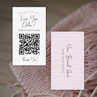 Carte De Visite Code QR tricot fil rose Blush Laissez un avis 