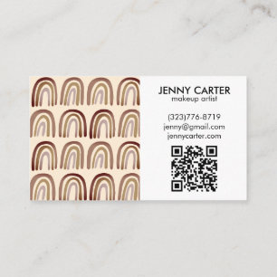 Carte De Visite Code QR unique du Motif Boho de Earthy Neutral