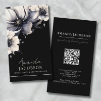 Code QR vertical noir floral élégant professionnel