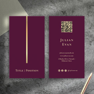 Carte De Visite Code Qr vin rouge et or élégant professionnel
