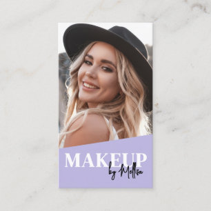 Carte De Visite Code QR Violet Photo Maquillage Vertical