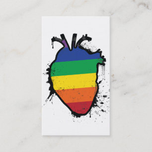 Carte De Visite coeur anatomique arc-en-ciel