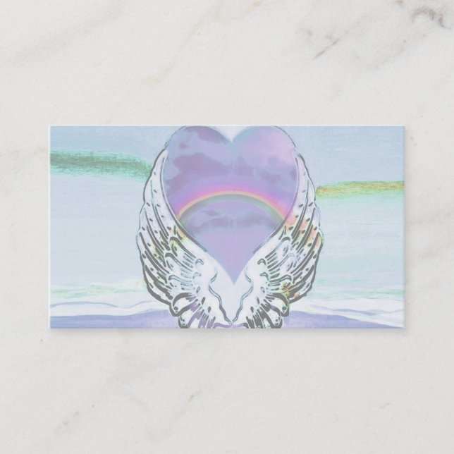 Carte De Visite Coeur, Ange Wings & Ocean (Devant)