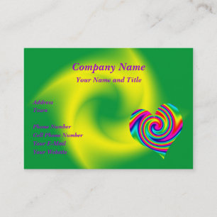 Carte De Visite Coeur arc-en-ciel : Vert jaune