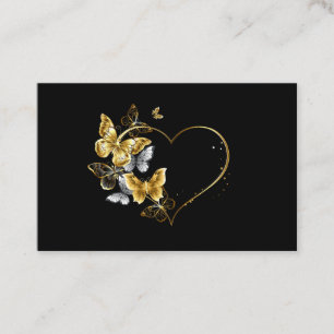 Carte De Visite Coeur aux papillons d'or