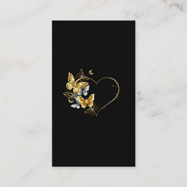 Carte De Visite Coeur aux papillons d'or (Devant)
