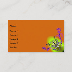 Carte De Visite Coeur avec Fleur et Papillon sur Arc-en-ciel