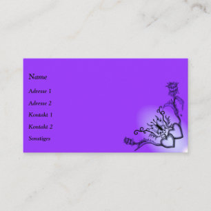 Carte De Visite Coeur avec Fleur et Papillon sur Arc-en-ciel