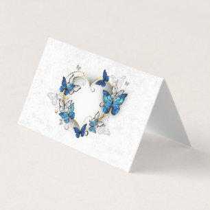 Carte De Visite Coeur bijoux avec papillons Morpho